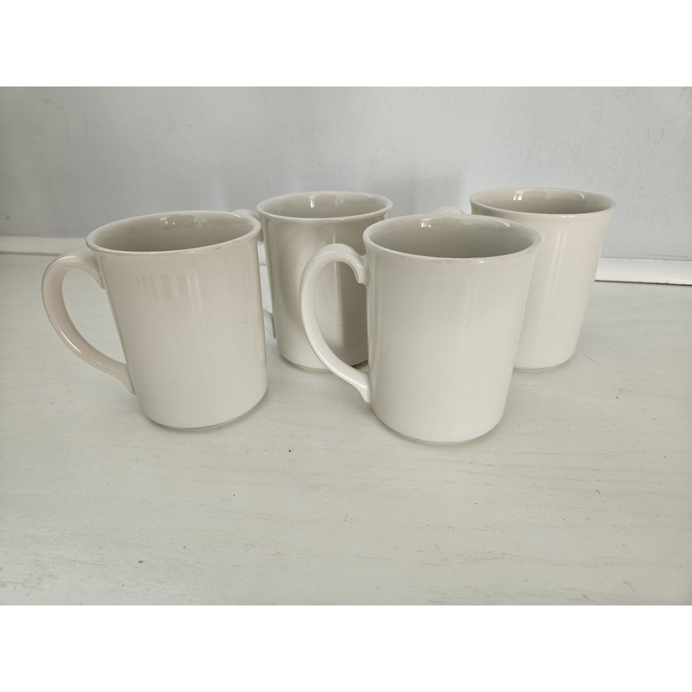 Vintage Corningware Ceramic Coffee Mug Lot Of 4 USA Beige Cream Off-White